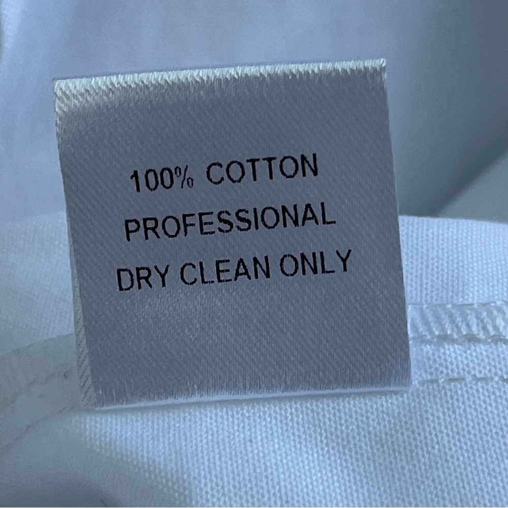 Petersyn White Cotton Medium‎ Blouse Buttons LS Puffy Sleeves Open Neck Collar - Picture 9 of 11